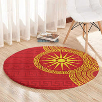 Vergina Sun Macedonia Round Carpet Greek Pattern Red - Wonder Print Shop
