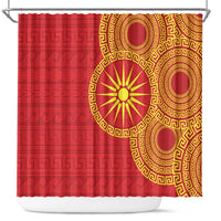 Vergina Sun Macedonia Shower Curtain Greek Pattern Red - Wonder Print Shop