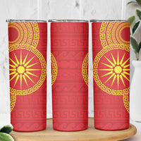 Vergina Sun Macedonia Skinny Tumbler Greek Pattern Red - Wonder Print Shop