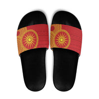 Vergina Sun Macedonia Slide Sandals Greek Pattern Red - Wonder Print Shop