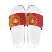 Vergina Sun Macedonia Slide Sandals Greek Pattern Red - Wonder Print Shop