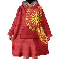 Vergina Sun Macedonia Wearable Blanket Hoodie Greek Pattern Red - Wonder Print Shop