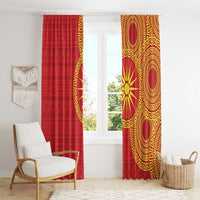 Vergina Sun Macedonia Window Curtain Greek Pattern Red - Wonder Print Shop