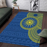 Vergina Sun Macedonia Area Rug Greek Pattern Blue - Wonder Print Shop