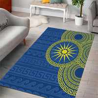 Vergina Sun Macedonia Area Rug Greek Pattern Blue - Wonder Print Shop