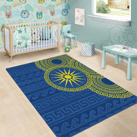 Vergina Sun Macedonia Area Rug Greek Pattern Blue - Wonder Print Shop