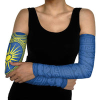 Vergina Sun Macedonia Arm Sleeves Greek Pattern Blue - Wonder Print Shop