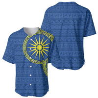 Vergina Sun Macedonia Baseball Jersey Greek Pattern Blue - Wonder Print Shop