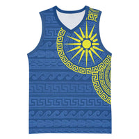 Vergina Sun Macedonia Basketball Jersey Greek Pattern Blue - Wonder Print Shop