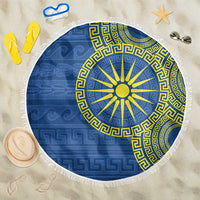 Vergina Sun Macedonia Beach Blanket Greek Pattern Blue - Wonder Print Shop