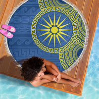 Vergina Sun Macedonia Beach Blanket Greek Pattern Blue - Wonder Print Shop