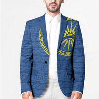 Vergina Sun Macedonia Blazer Greek Pattern Blue - Wonder Print Shop