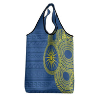 Vergina Sun Macedonia Grocery Bag Greek Pattern Blue - Wonder Print Shop