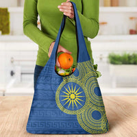 Vergina Sun Macedonia Grocery Bag Greek Pattern Blue - Wonder Print Shop