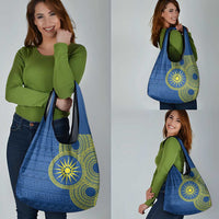 Vergina Sun Macedonia Grocery Bag Greek Pattern Blue - Wonder Print Shop