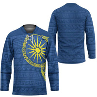 Vergina Sun Macedonia Hockey Jersey Greek Pattern Blue - Wonder Print Shop