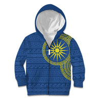 Vergina Sun Macedonia Kid Hoodie Greek Pattern Blue - Wonder Print Shop