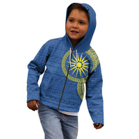 Vergina Sun Macedonia Kid Hoodie Greek Pattern Blue - Wonder Print Shop