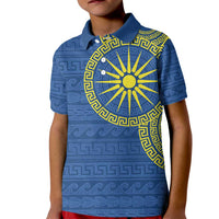 Vergina Sun Macedonia Kid Polo Shirt Greek Pattern Blue - Wonder Print Shop