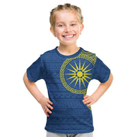 Vergina Sun Macedonia Kid T Shirt Greek Pattern Blue - Wonder Print Shop