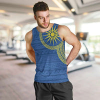 Vergina Sun Macedonia Men Tank Top Greek Pattern Blue - Wonder Print Shop