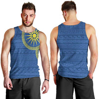 Vergina Sun Macedonia Men Tank Top Greek Pattern Blue - Wonder Print Shop