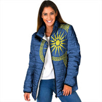 Vergina Sun Macedonia Padded Jacket Greek Pattern Blue - Wonder Print Shop
