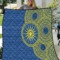 Vergina Sun Macedonia Quilt Greek Pattern Blue - Wonder Print Shop