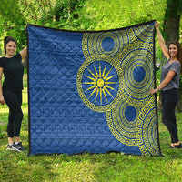 Vergina Sun Macedonia Quilt Greek Pattern Blue - Wonder Print Shop