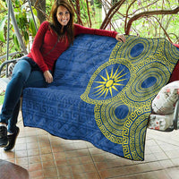 Vergina Sun Macedonia Quilt Greek Pattern Blue - Wonder Print Shop