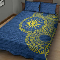 Vergina Sun Macedonia Quilt Bed Set Greek Pattern Blue - Wonder Print Shop
