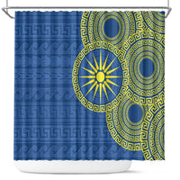 Vergina Sun Macedonia Shower Curtain Greek Pattern Blue - Wonder Print Shop