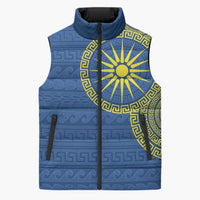 Vergina Sun Macedonia Sleeveless Puffer Jacket Greek Pattern Blue - Wonder Print Shop
