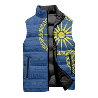 Vergina Sun Macedonia Sleeveless Puffer Jacket Greek Pattern Blue - Wonder Print Shop