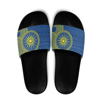 Vergina Sun Macedonia Slide Sandals Greek Pattern Blue - Wonder Print Shop