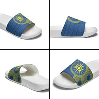 Vergina Sun Macedonia Slide Sandals Greek Pattern Blue - Wonder Print Shop