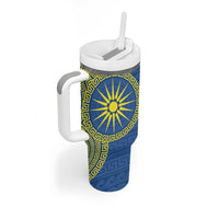 Vergina Sun Macedonia Tumbler With Handle Greek Pattern Blue - Wonder Print Shop