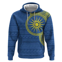 Vergina Sun Macedonia Zip Hoodie Greek Pattern Blue - Wonder Print Shop