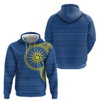 Vergina Sun Macedonia Zip Hoodie Greek Pattern Blue - Wonder Print Shop