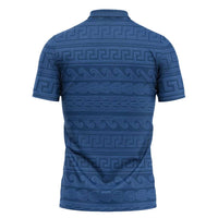 Vergina Sun Macedonia Zipper Polo Shirt Greek Pattern Blue - Wonder Print Shop