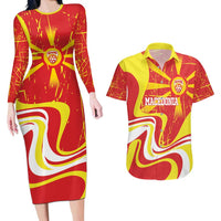 Macedonia Football Custom Couples Matching Long Sleeve Bodycon Dress and Hawaiian Shirt Go Risovi Grunge Style - Wonder Print Shop