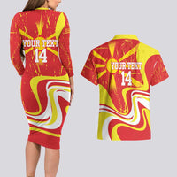 Macedonia Football Custom Couples Matching Long Sleeve Bodycon Dress and Hawaiian Shirt Go Risovi Grunge Style - Wonder Print Shop