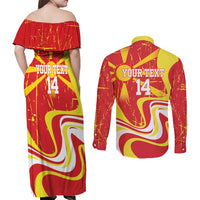Macedonia Football Custom Couples Matching Off Shoulder Maxi Dress and Long Sleeve Button Shirt Go Risovi Grunge Style - Wonder Print Shop