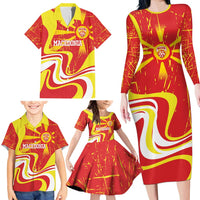 Macedonia Football Custom Family Matching Long Sleeve Bodycon Dress and Hawaiian Shirt Go Risovi Grunge Style - Wonder Print Shop