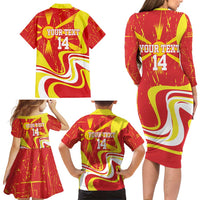Macedonia Football Custom Family Matching Long Sleeve Bodycon Dress and Hawaiian Shirt Go Risovi Grunge Style - Wonder Print Shop