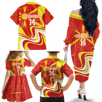 Macedonia Football Custom Family Matching Off The Shoulder Long Sleeve Dress and Hawaiian Shirt Go Risovi Grunge Style - Wonder Print Shop