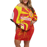 Macedonia Football Custom Family Matching Off Shoulder Short Dress and Hawaiian Shirt Go Risovi Grunge Style - Wonder Print Shop