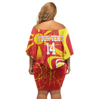 Macedonia Football Custom Family Matching Off Shoulder Short Dress and Hawaiian Shirt Go Risovi Grunge Style - Wonder Print Shop