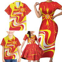 Macedonia Football Custom Family Matching Short Sleeve Bodycon Dress and Hawaiian Shirt Go Risovi Grunge Style - Wonder Print Shop