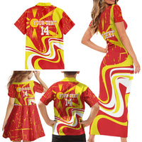 Macedonia Football Custom Family Matching Short Sleeve Bodycon Dress and Hawaiian Shirt Go Risovi Grunge Style - Wonder Print Shop
